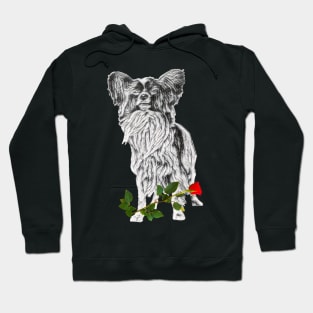Valentines Papillon With Rose Hoodie